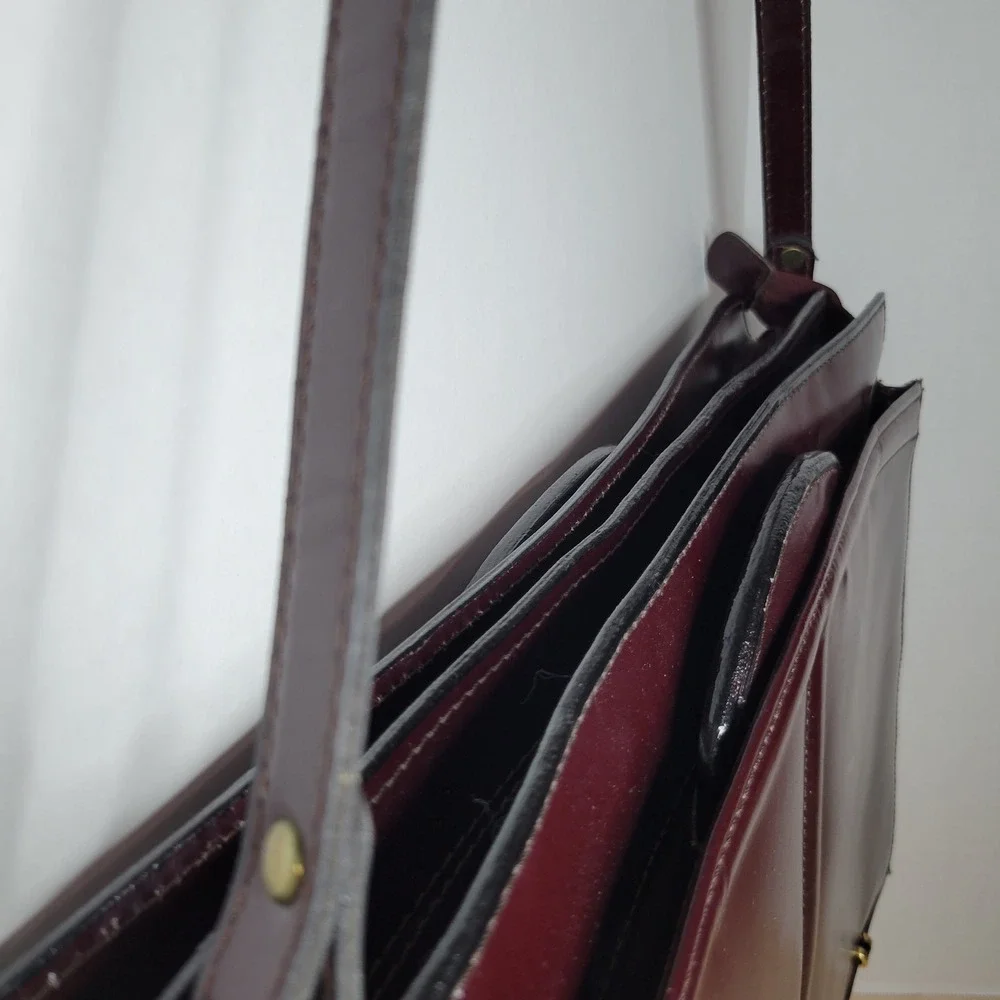 Vintage Mallard Classic Burgundy Leather Portfolio Attache Bag Top Handle Strap